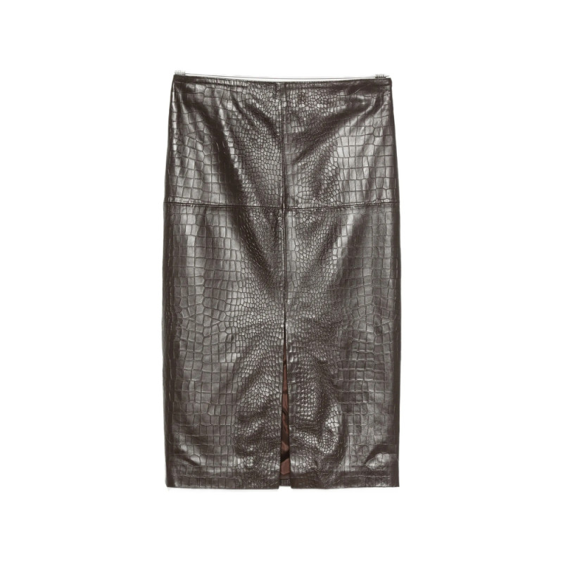 Federica Tosi Crocodile-effect Leather Midi Skirt
