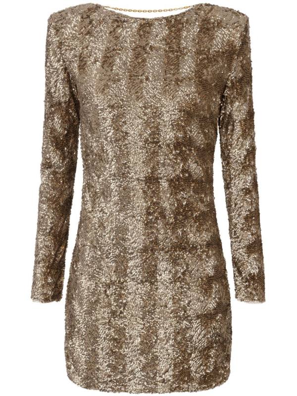 sequin-embellished tulle mini dress