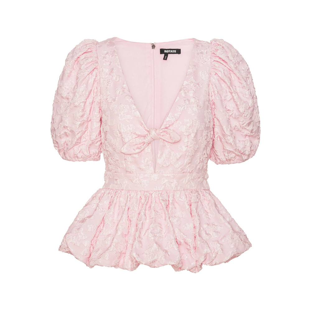 Rotate Puff-sleeve Jacquard Top