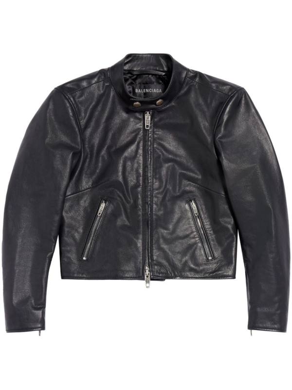 Racer zipped leather jacket