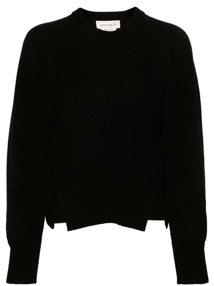 corset-style ribbed jumper