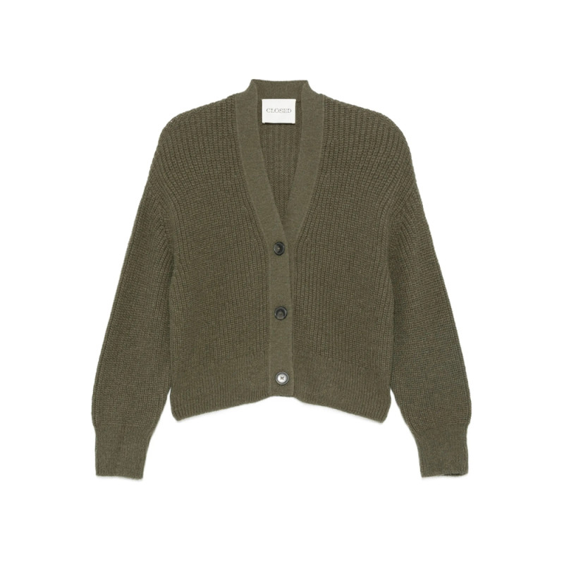 Closed Ribbed Buttoned Cardigan