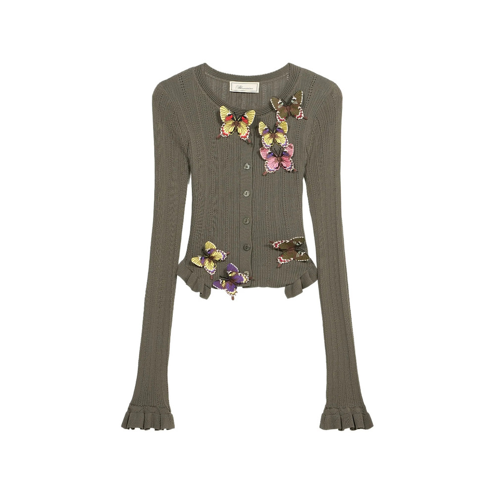 Blumarine Butterfly Ribbed Cardigan