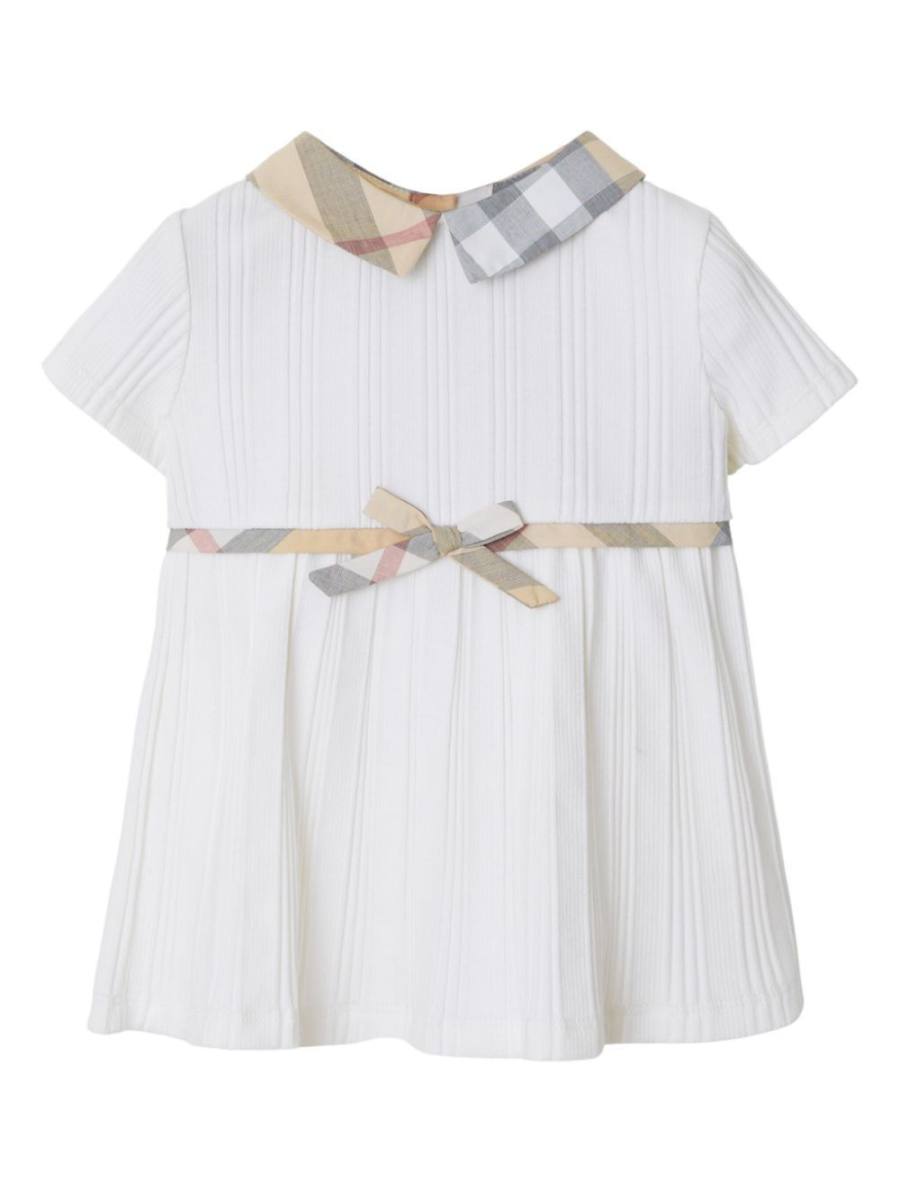 checkered-trim dress