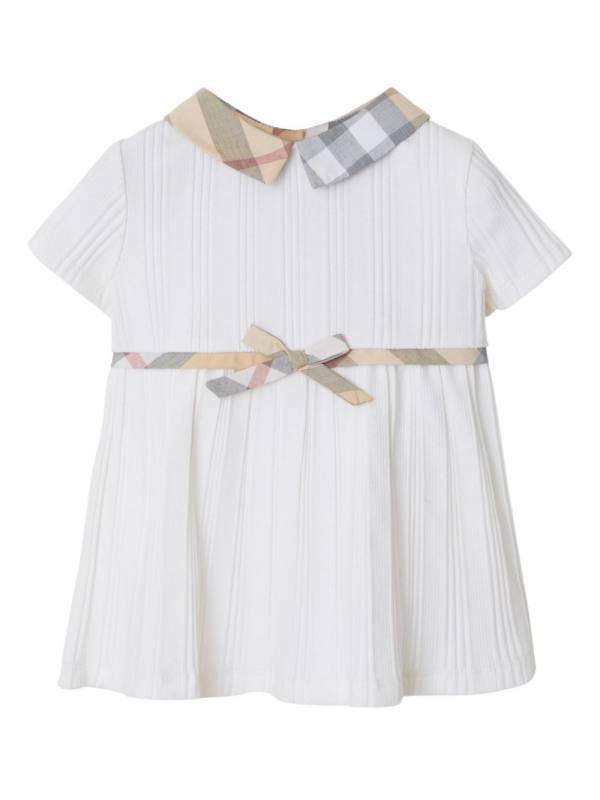 checkered-trim dress