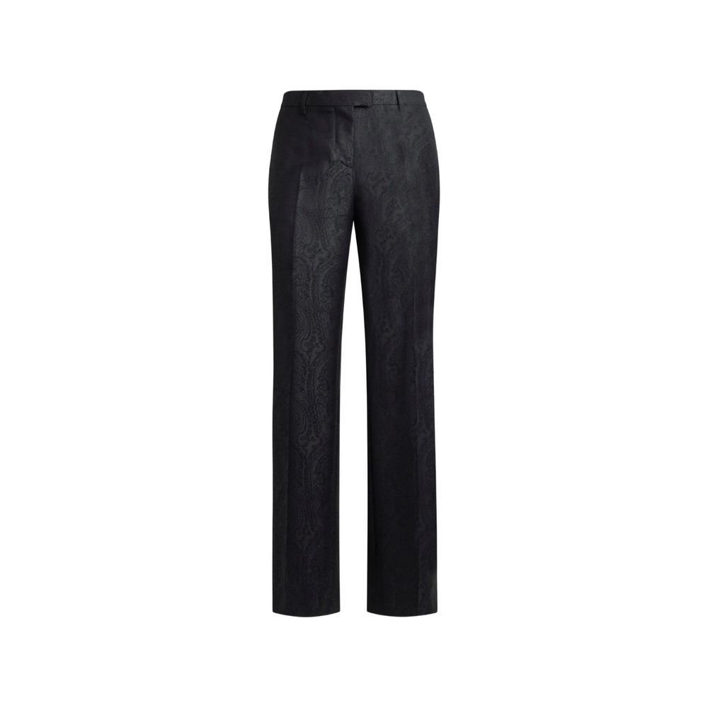 Etro Wool Jacquard Trousers With Arnica Motif