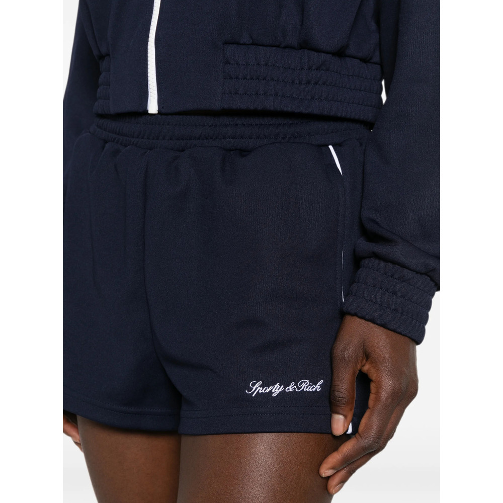 Sporty & Rich Logo-embroidered Piping-detail Shorts