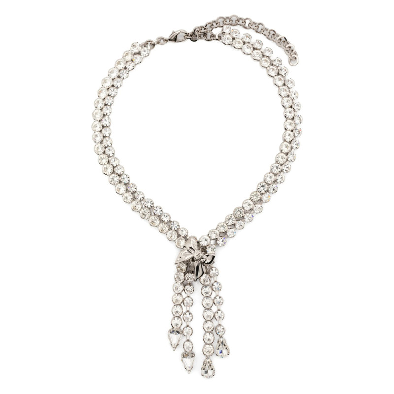 Alessandra Rich Crystal-embellished Fringed Necklace