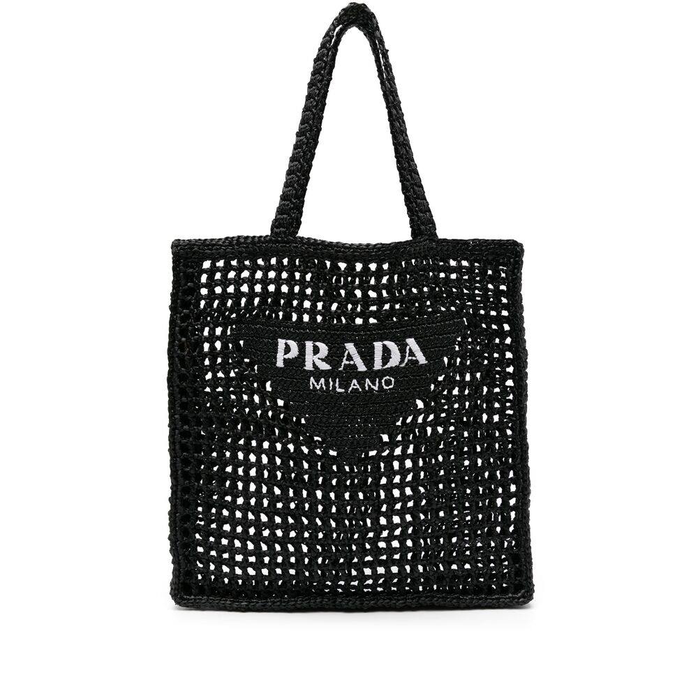 Prada Triangle-logo Raffia Tote Bag