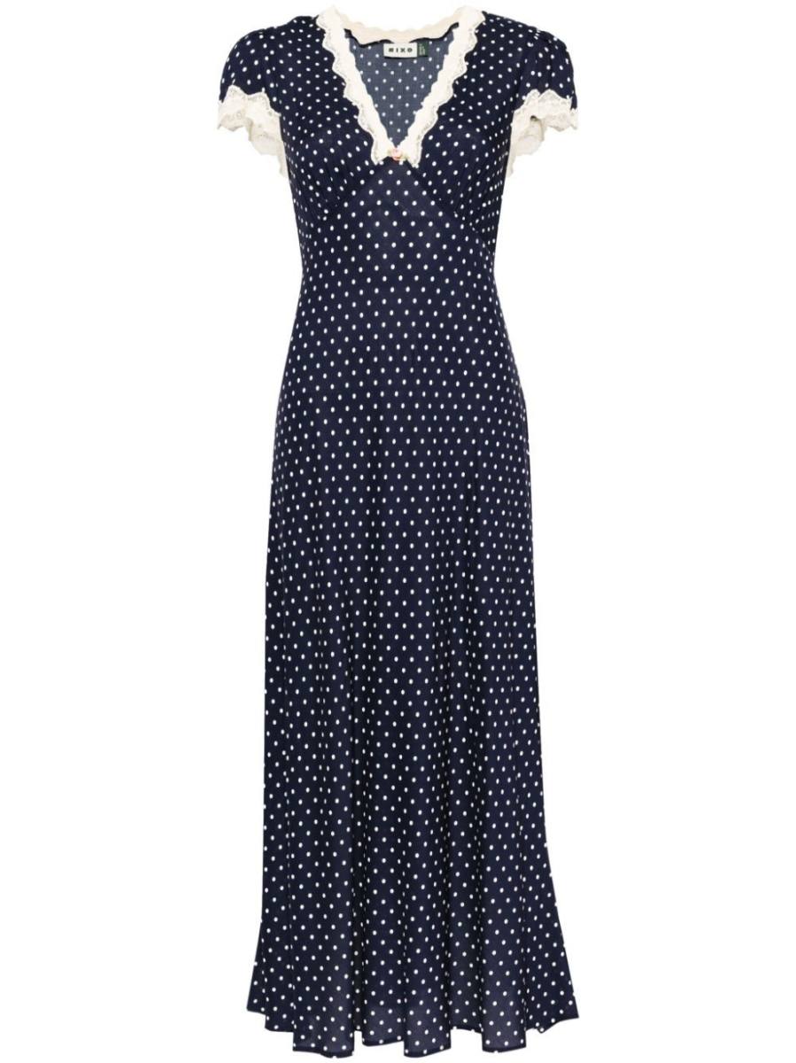 Clarice polka-dot lace-trim dress