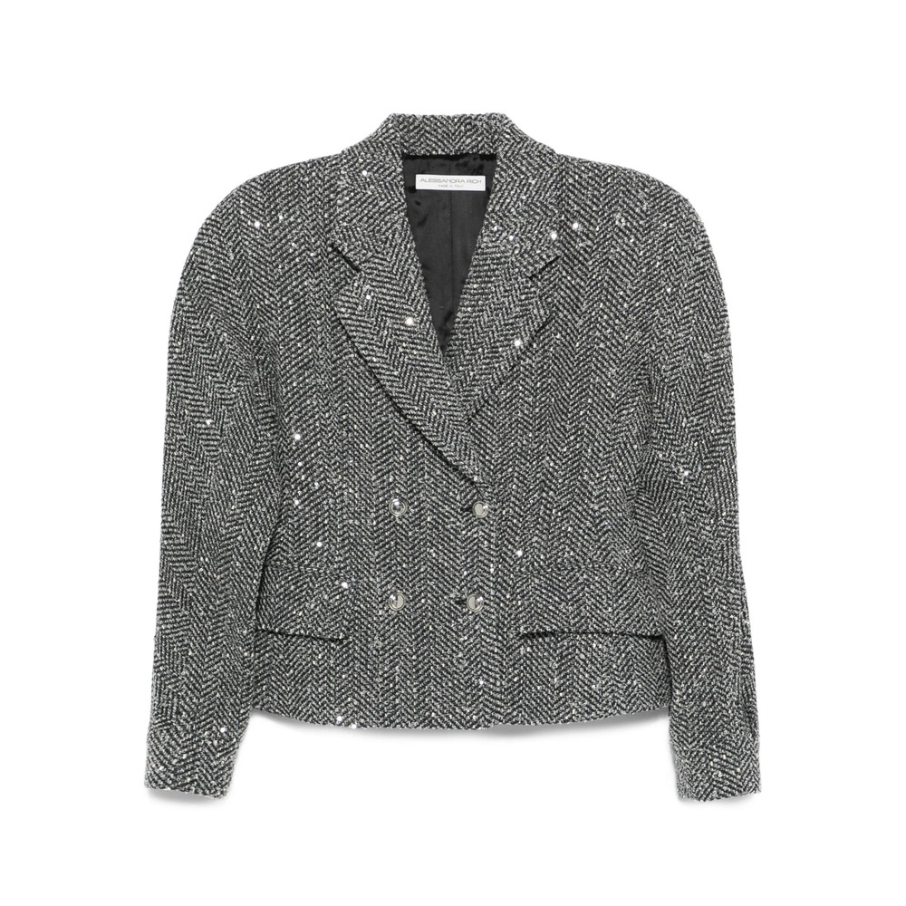 Alessandra Rich Sequin-embellished Herringbone Jacket
