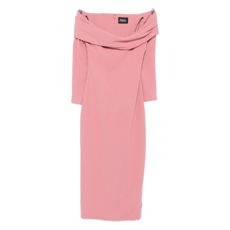 Solace London Yuni Off-shoulder Draped Midi Dress