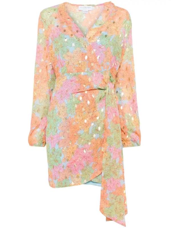 floral-print wrap dress
