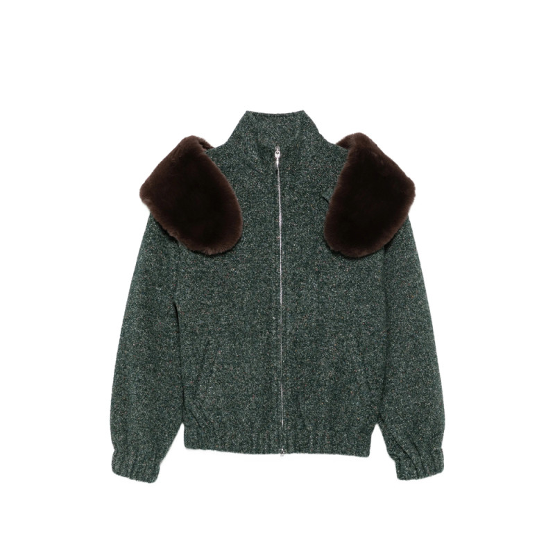 Shushu/tong Faux-fur Trim Zip-up Jacket