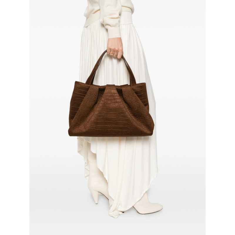Themoirè Croc-effect Ruched Shoulder Bag
