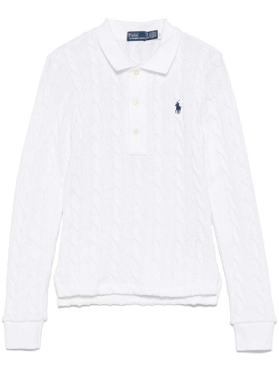 cable-knit polo top