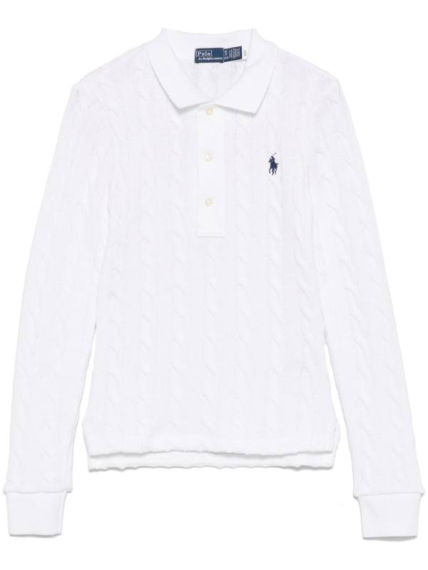 cable-knit polo top