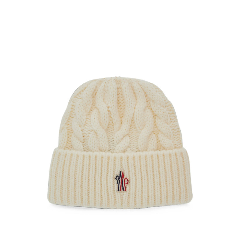 Moncler Grenoble Cable-knit Logo-patch Beanie Hat