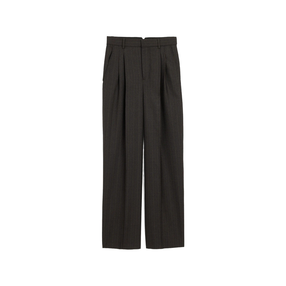 Ami Paris High-waisted Wide-leg Striped Wool Trousers