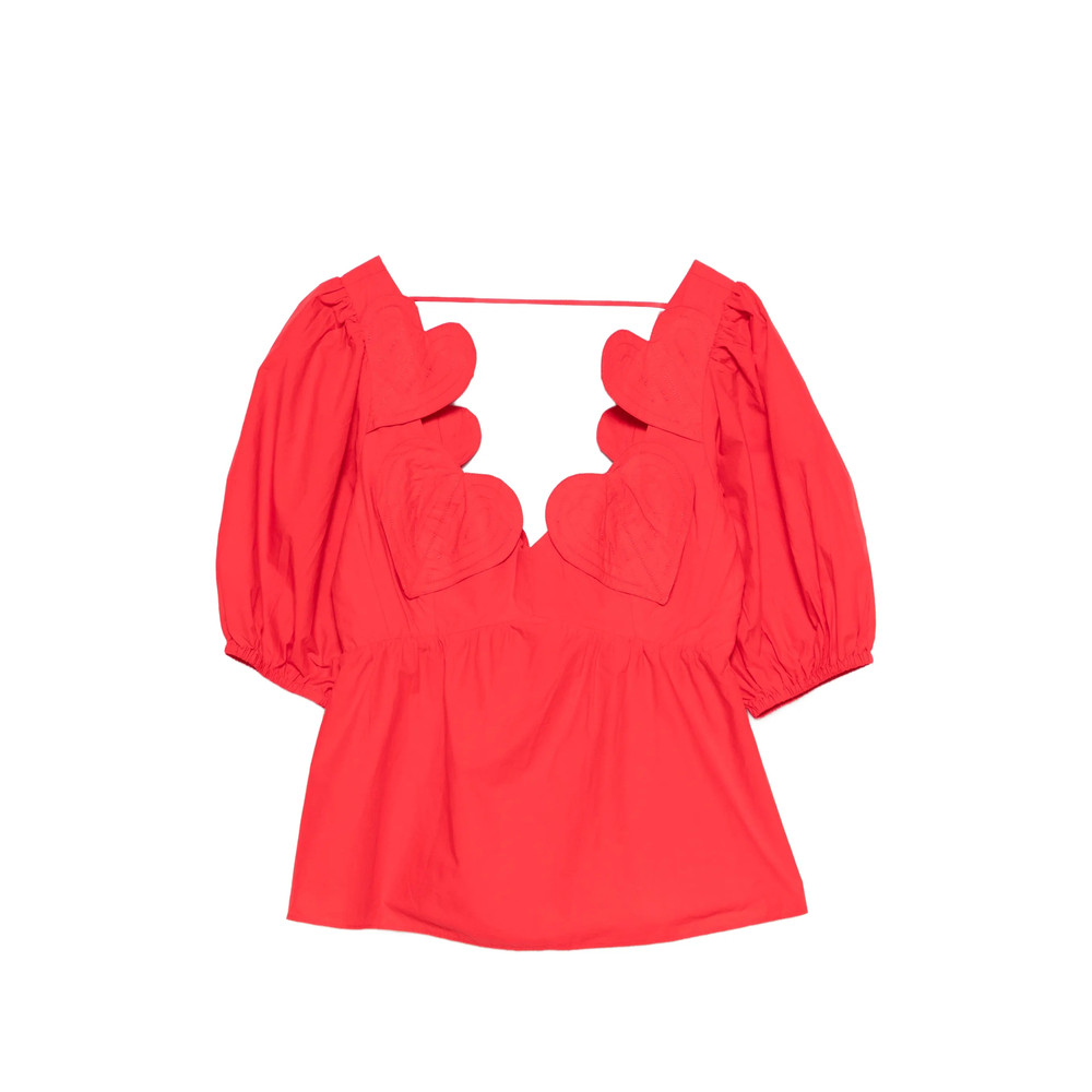 Farm Rio Heart Puff-sleeve Blouse