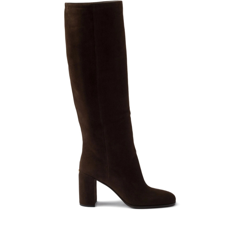 Prada 70mm Suede Block-heel Boots