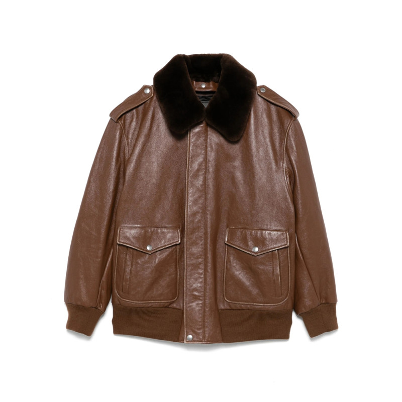 Prada Shearling-collar Leather Jacket