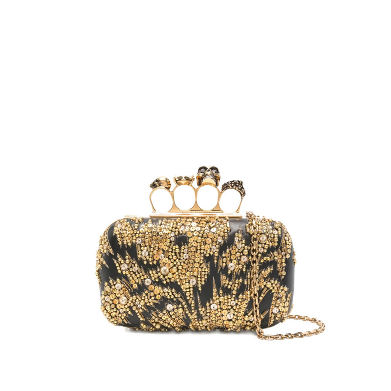 Alexander Mcqueen Skull-ring Embellished Clutch Bag