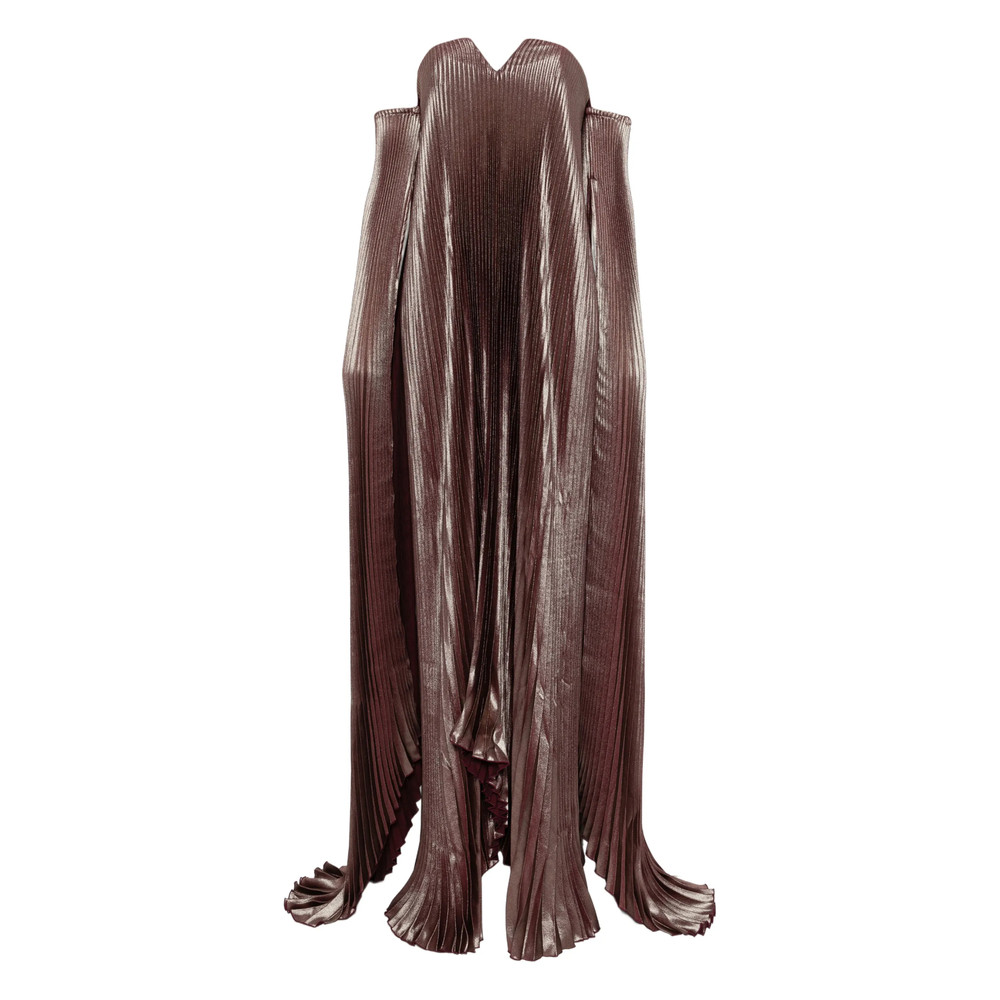L'idee Pleated Detachable-sleeves Gown