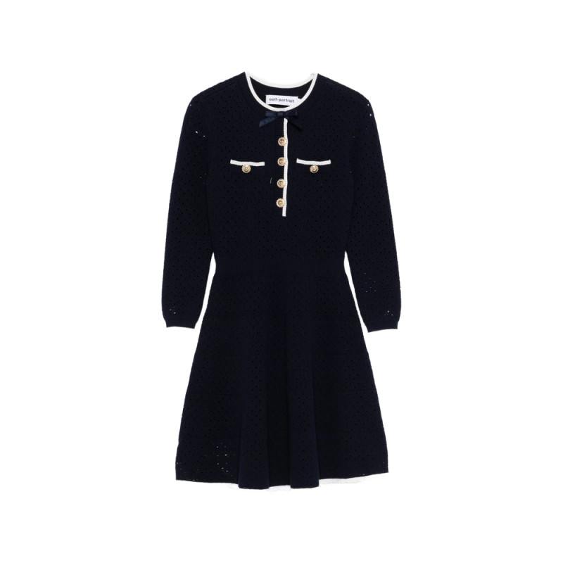 Self-portrait Bow-detail Knitted Mini Dress