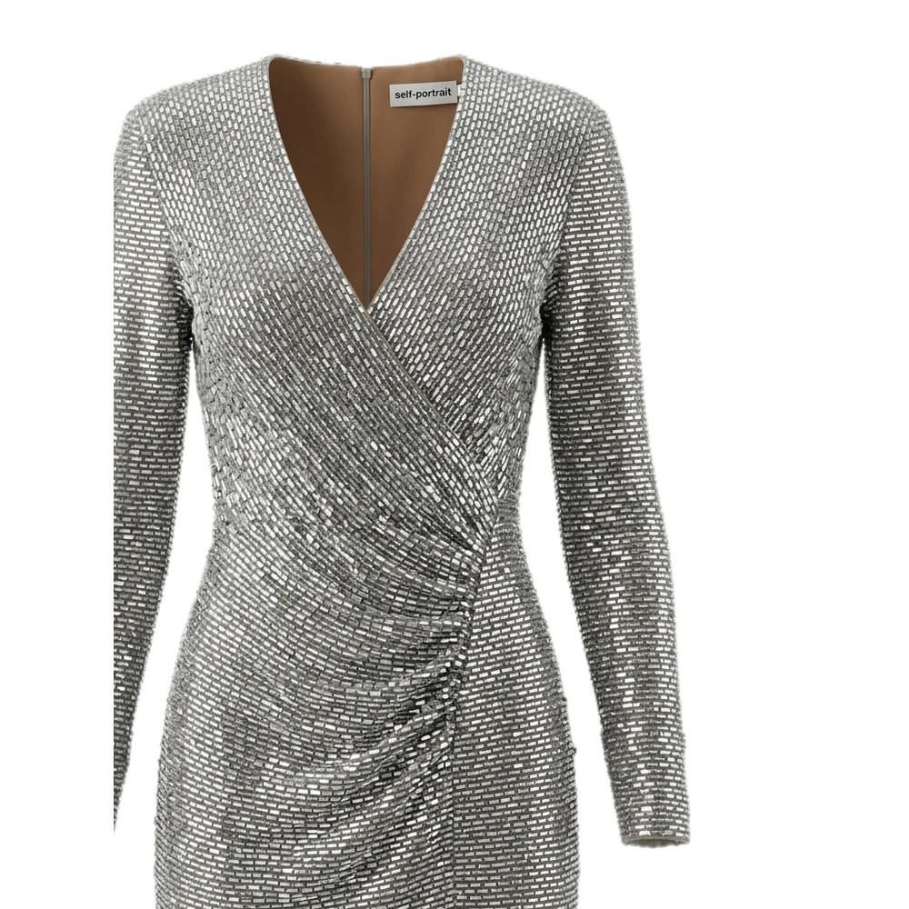 Self-portrait Rhinestone-embellished Wrap-style Dress