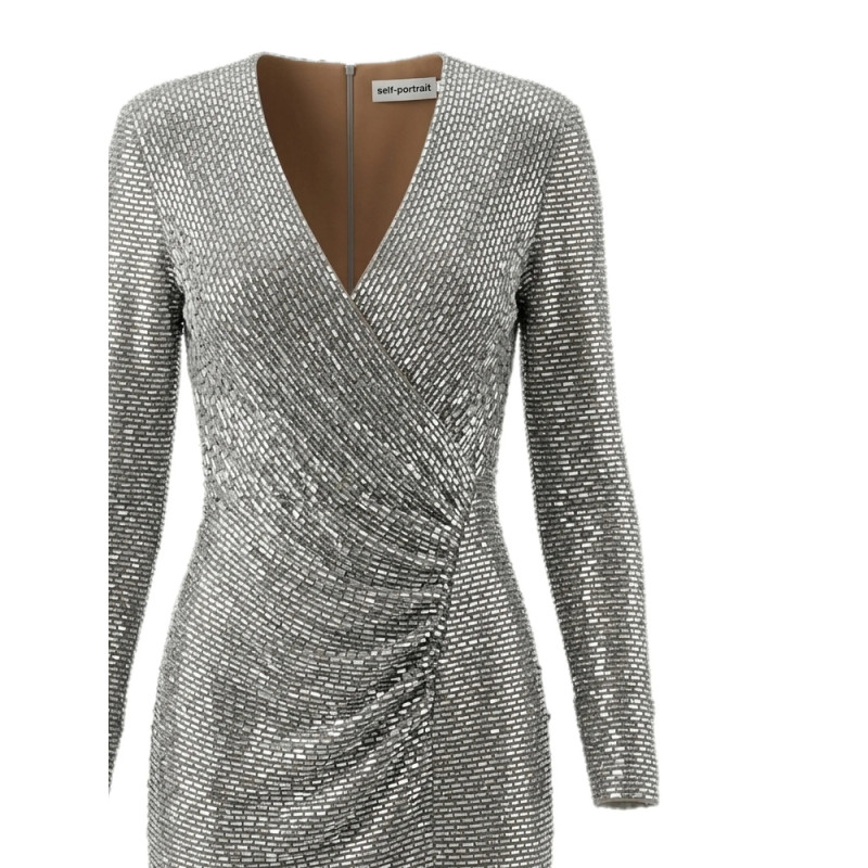 Self-portrait Rhinestone-embellished Wrap-style Dress
