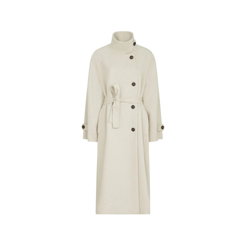 Brunello Cucinelli Hand-crafted Coat In Cashmere-beaver Double Cloth With Belt And Monili