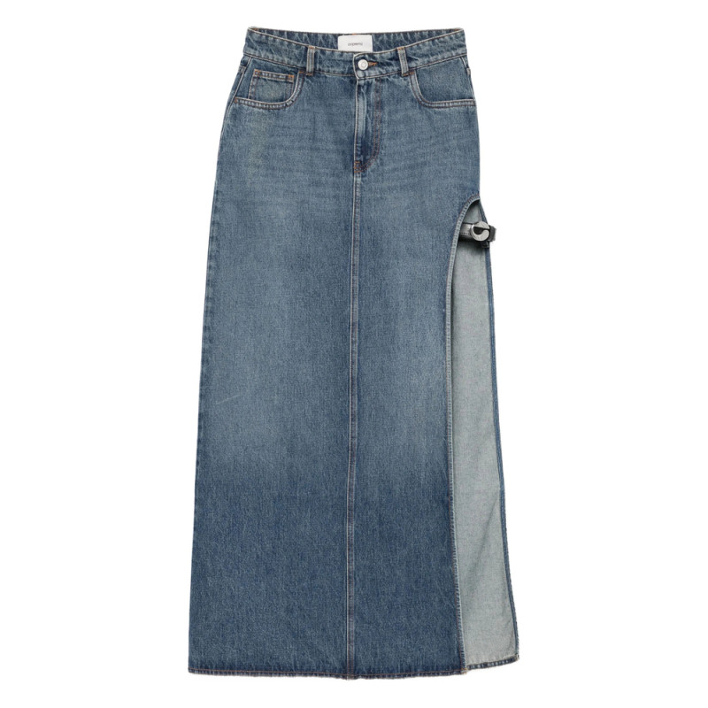 Coperni Garder Belt-detail Side-split Denim Skirt