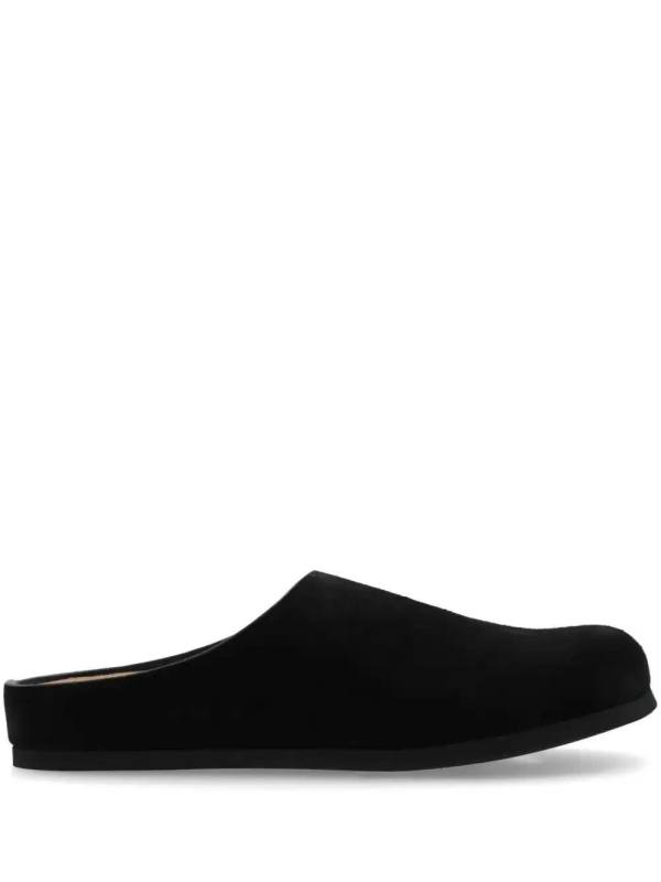 embossed-logo leather slippers