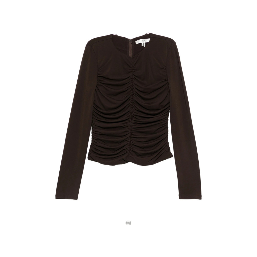 Frame Ruched Long-sleeve Blouse
