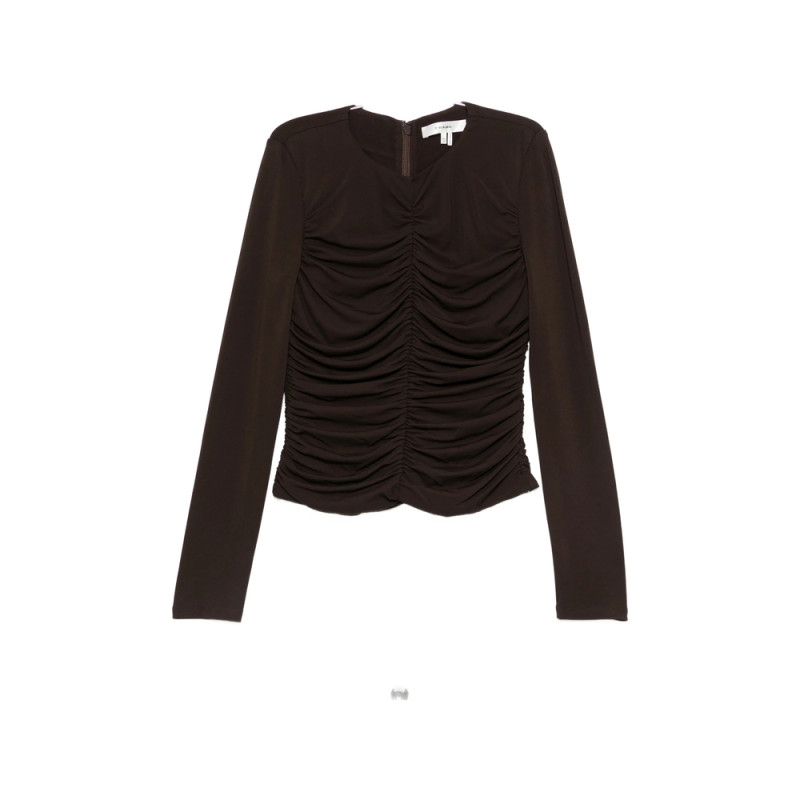 Frame Ruched Long-sleeve Blouse