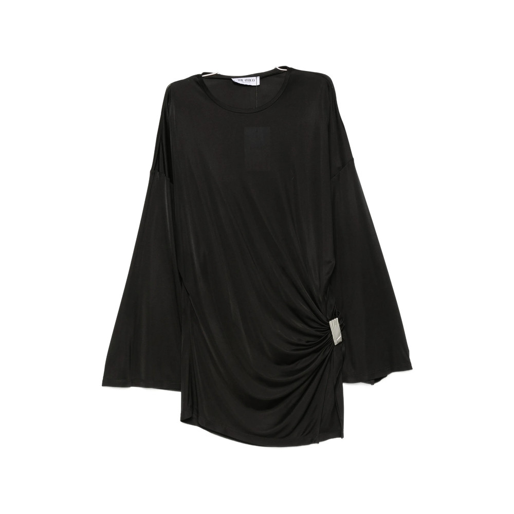 The Attico Draped-detail Long-sleeve Mini Dress