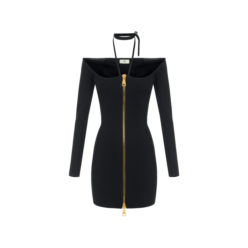 Elisabetta Franchi Mini Dress In Knit Fabric With Ties