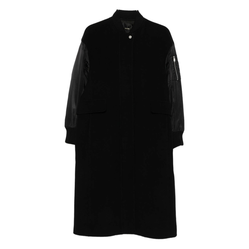 Pinko Satin-sleeve Wool Coat