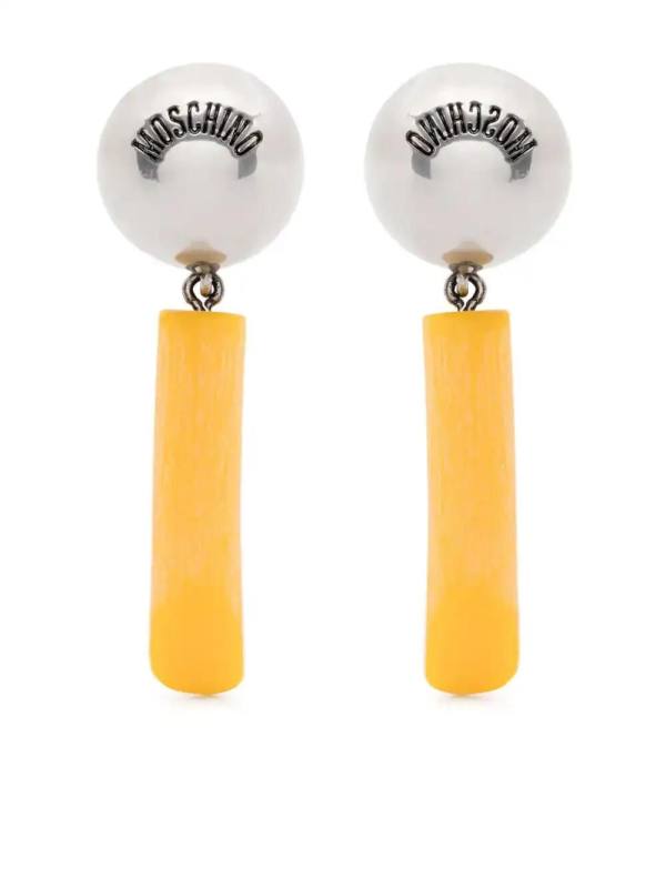 logo-engraved clip-on earrings