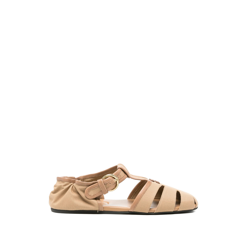 Miu Miu Ruches Cotton And Nappa Leather Fisherman Sandals