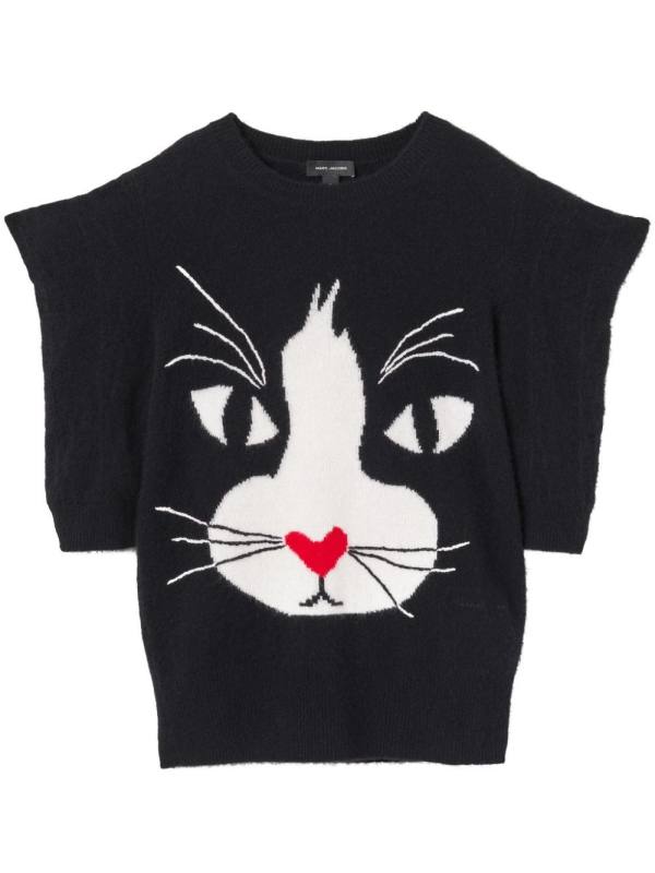 cat-intarsia cashmere jumper