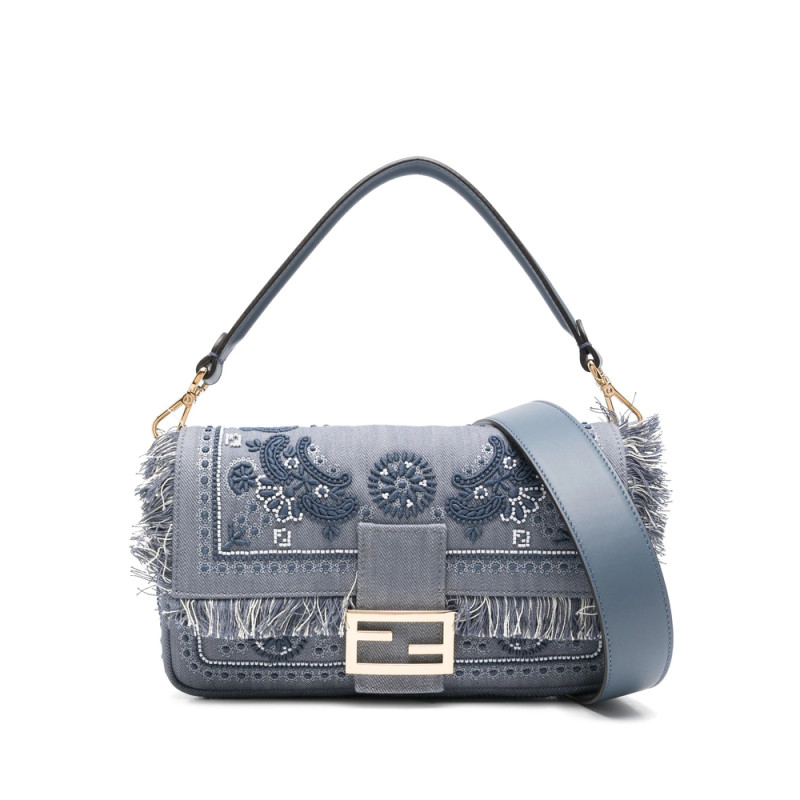 Fendi Baguette Denim Shoulder Bag