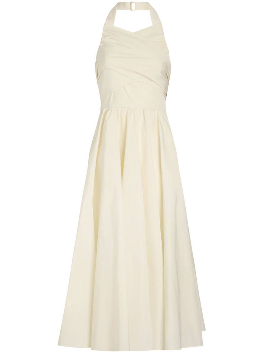 halterneck faille maxi dress