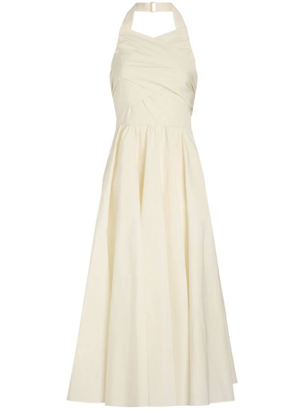 halterneck faille maxi dress