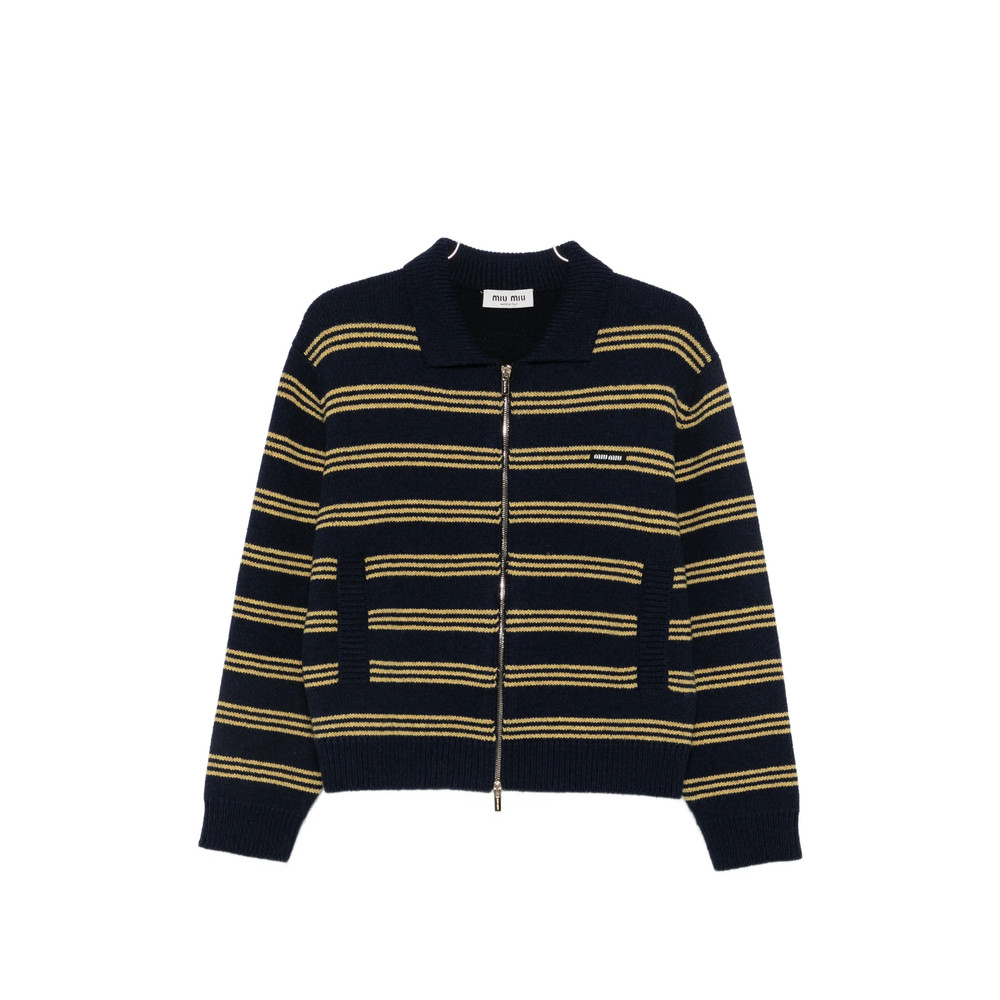 Miu Miu Striped Zip-up Cardigan