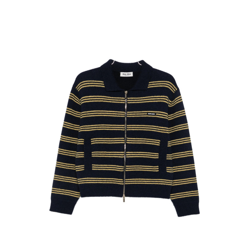 Miu Miu Striped Zip-up Cardigan
