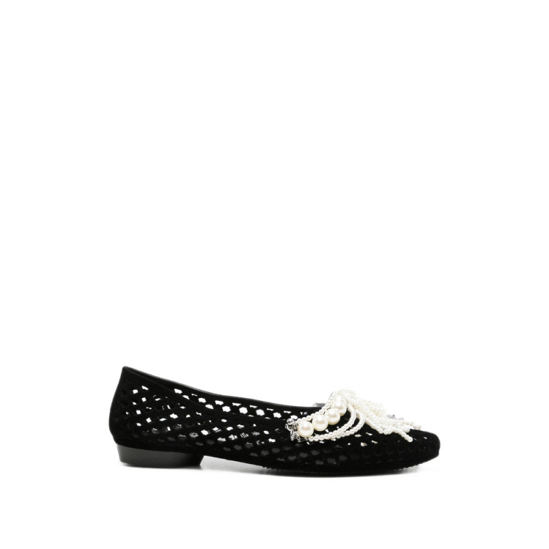 Heavenly Jelly Drift Pearl-embellished Cut-out Ballet Flats