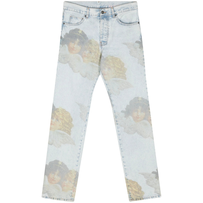 Fiorucci Angel-print Mid-rise Straight Jeans