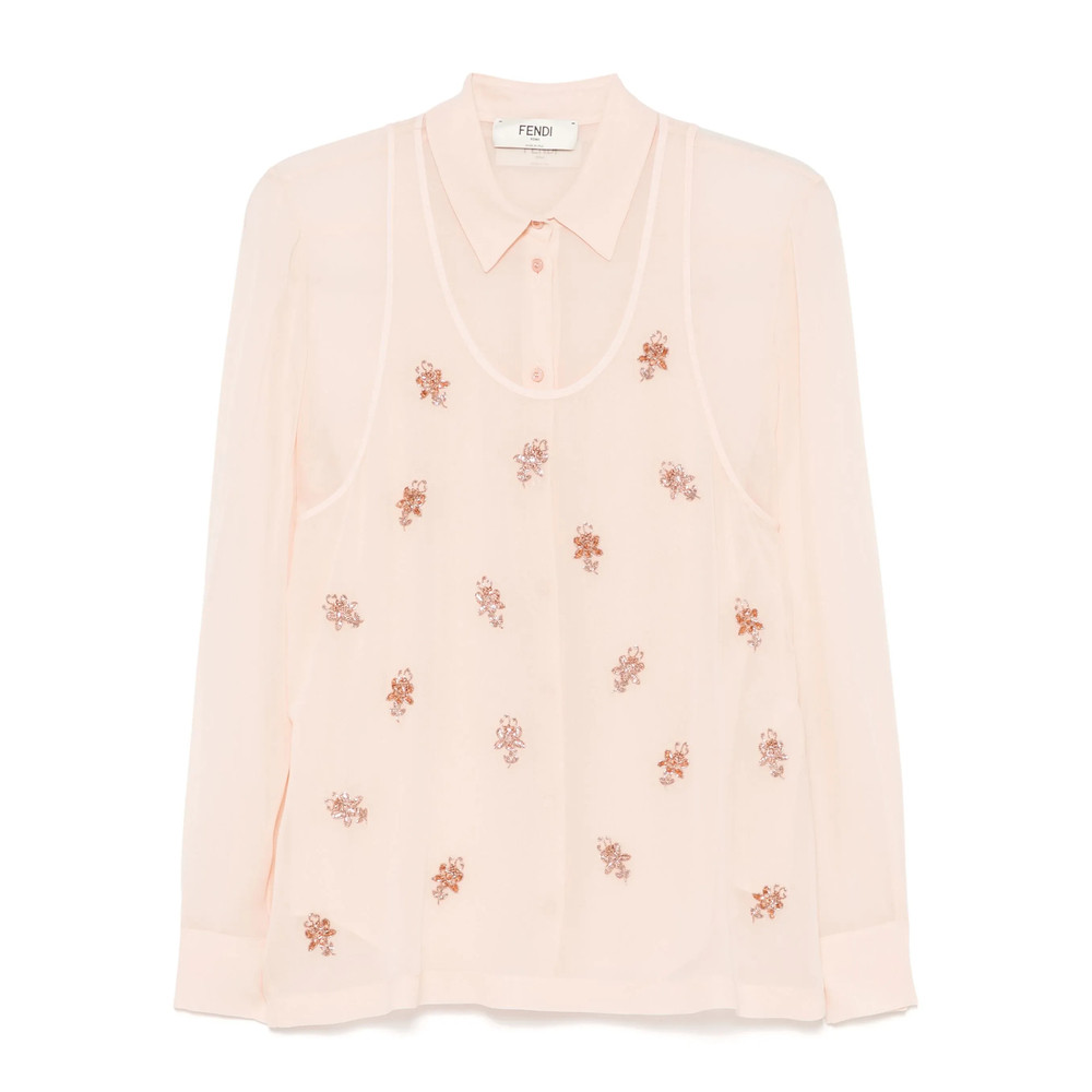 Fendi Embroidered Georgette Shirt